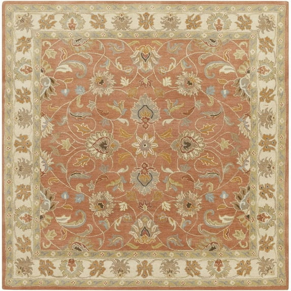 Surya Caesar CAE-1124 96 x 96" Square Wool Rug in Burnt Orange/Sage/Taupe