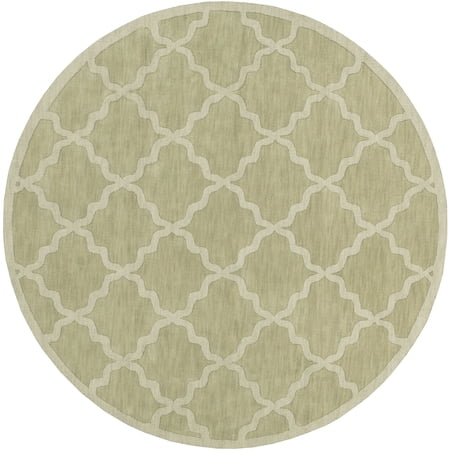 Art of Knot Central Park Abbey Green 7'9" Round Modern Trellis Area Rug