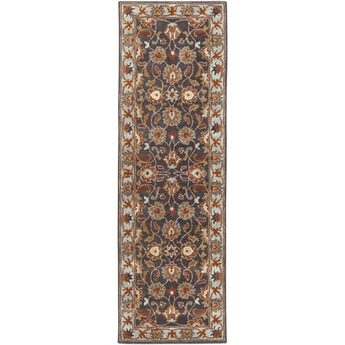 Surya Caesar CAE-1004 30x96" Runner Traditional Wool Rug in Charcoal/Tan