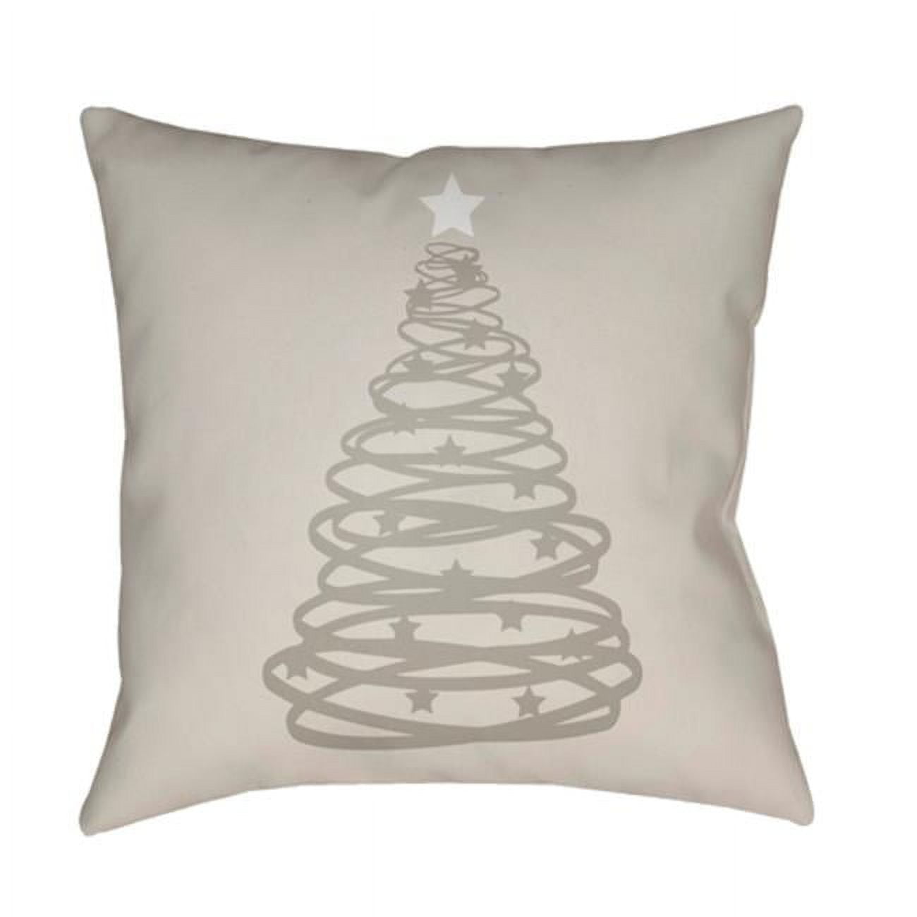 Gray Polyester Christmas Tree Outdoor Pillow 18" x 18"