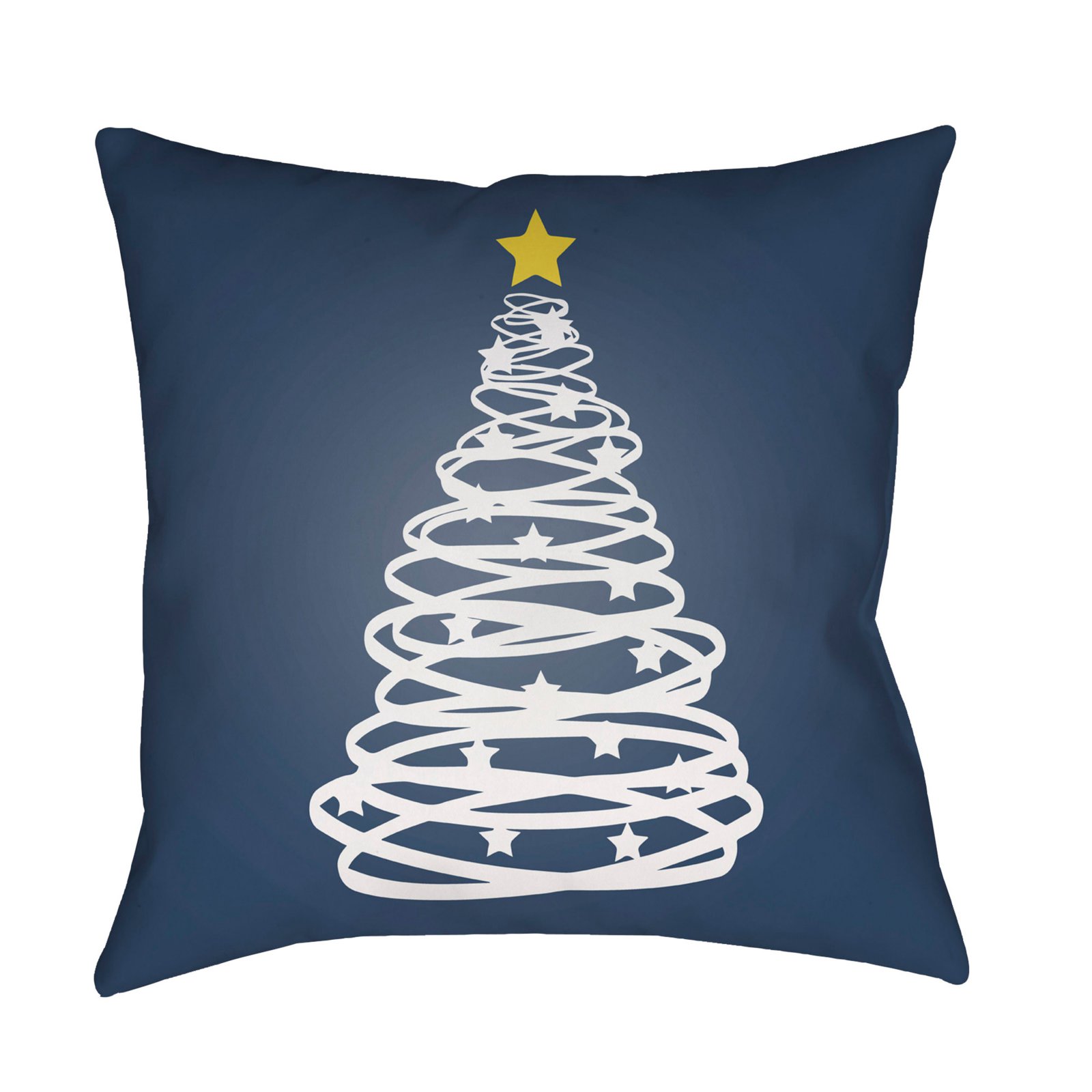 Blue and White Christmas Tree Outdoor Pillow, 18 x 18 inches