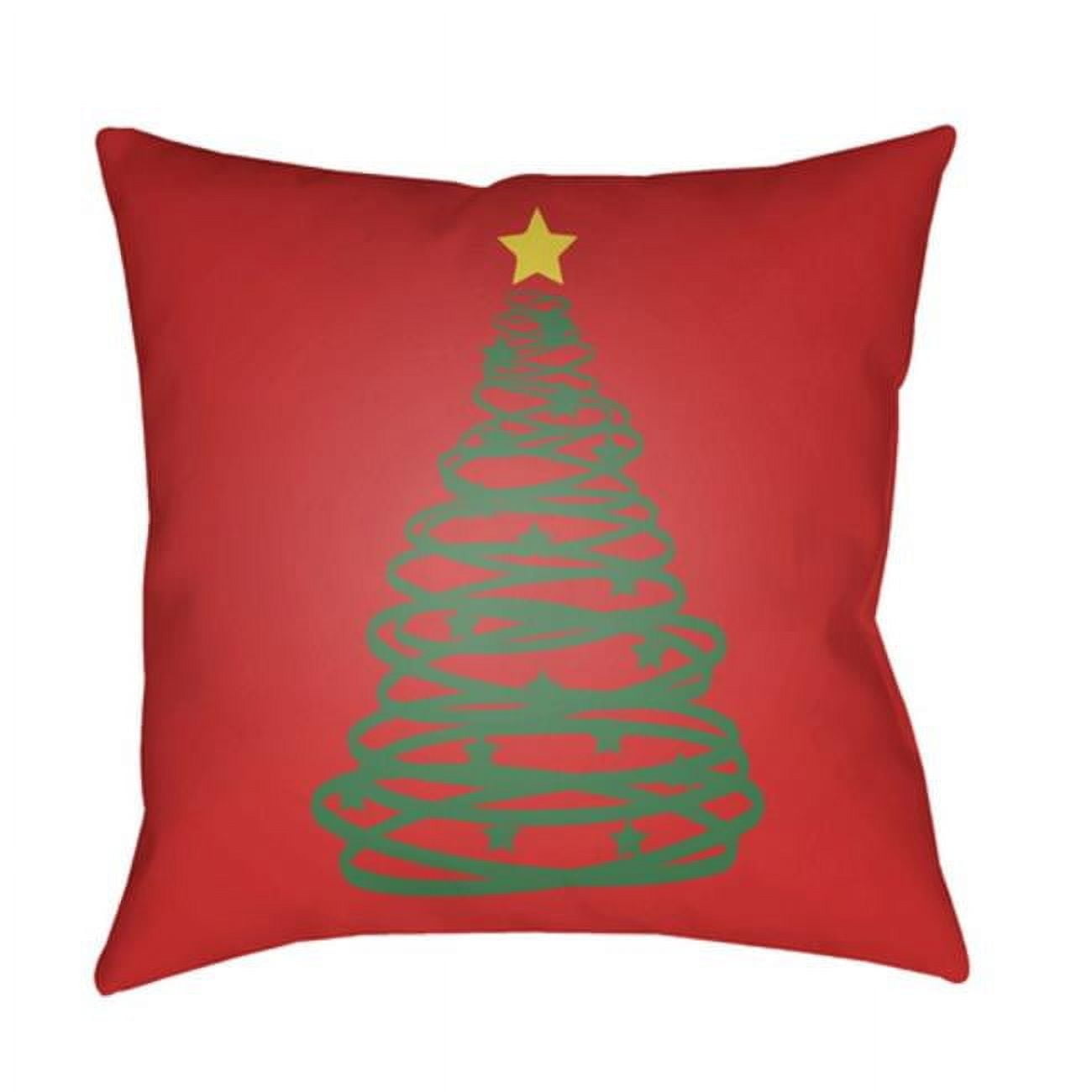 Red and Green Christmas Tree Outdoor Throw Pillow
