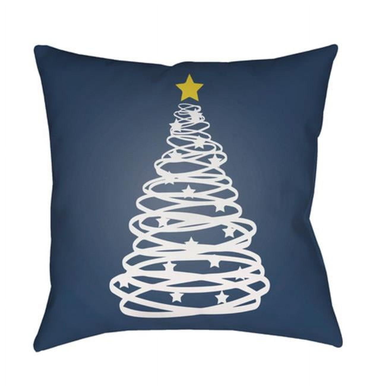 Blue and White Christmas Tree Outdoor Pillow, 18 x 18 inches