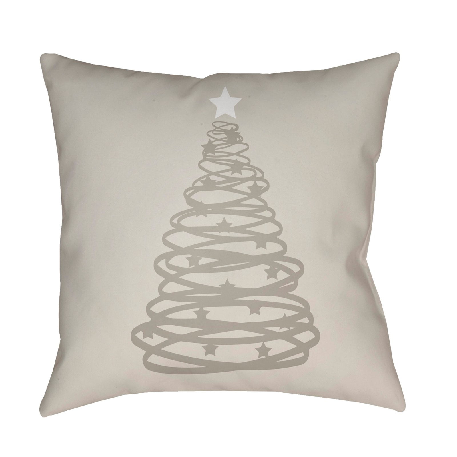 Gray Polyester Christmas Tree Outdoor Pillow 18" x 18"