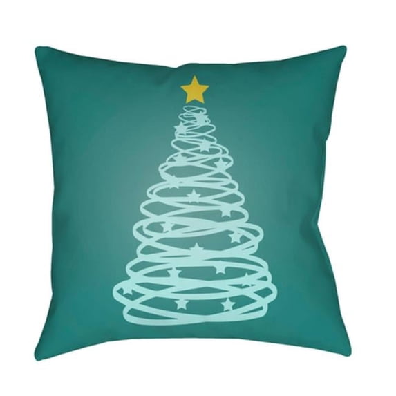 Surya Christmas Tree Square Throw Pillow - Green & Yellow - 18 x 18 x 4 in.