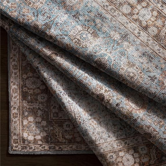 Surya Cobb 111x144" Rectangle Traditional Fabric Rug in Blue/Pink