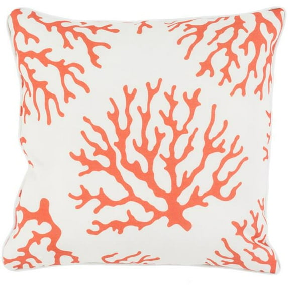 Surya Coral Throw Pillow - Burnt Orange & White - 16 x 16 x 4 in.