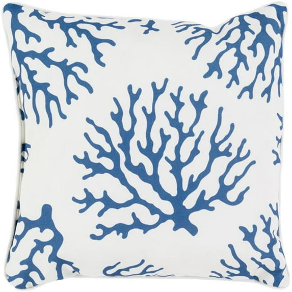 Surya Coral Throw Pillow - Navy & White - 16 x 16 x 4 in.