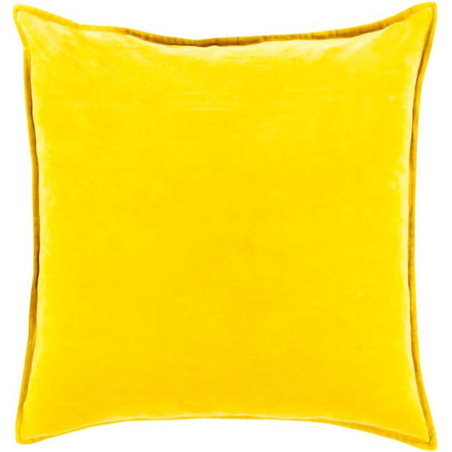 Bright Yellow Cotton Velvet Square Throw Pillow