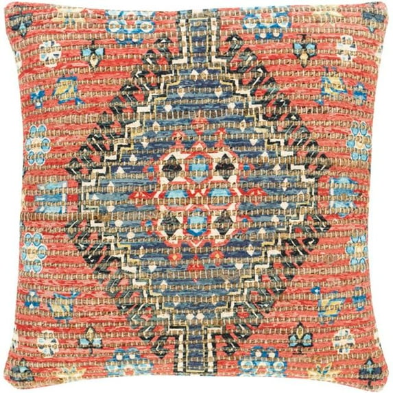 Surya Coventry CVN-005 18 x 18" Square Cotton Pillow Cover in Red/Blue