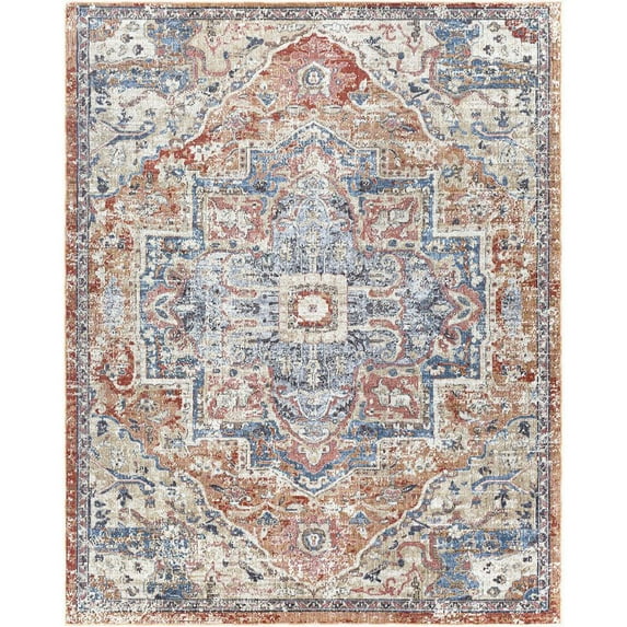 Surya Daytona Beach DYT-2314 94 x 120" Rectangle Fabric Rug in Red/Blue/Brown