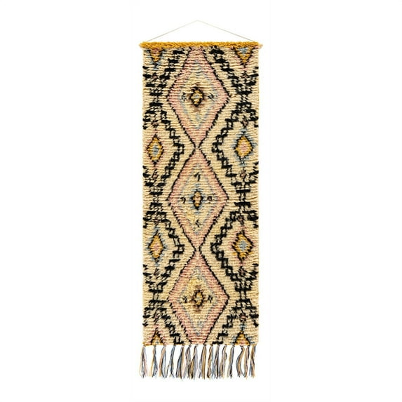 Surya Dirham DRH-1000 63x24" Rectangle Wool Wall Hanging in Mustard Yellow/Black