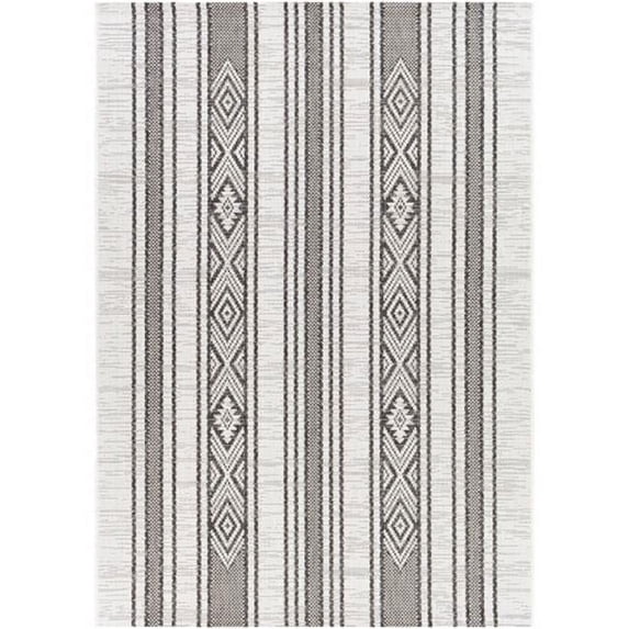 Surya Eagean EAG-2352 94 x 122" Rectangle Fabric Rug in Black/Off White/Charcoal