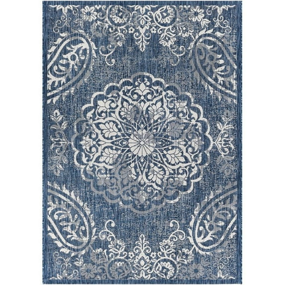 Surya Eagean EAG-2363 106 x 144" Rectangle Fabric Rug in Dark Blue/Denim/Cream