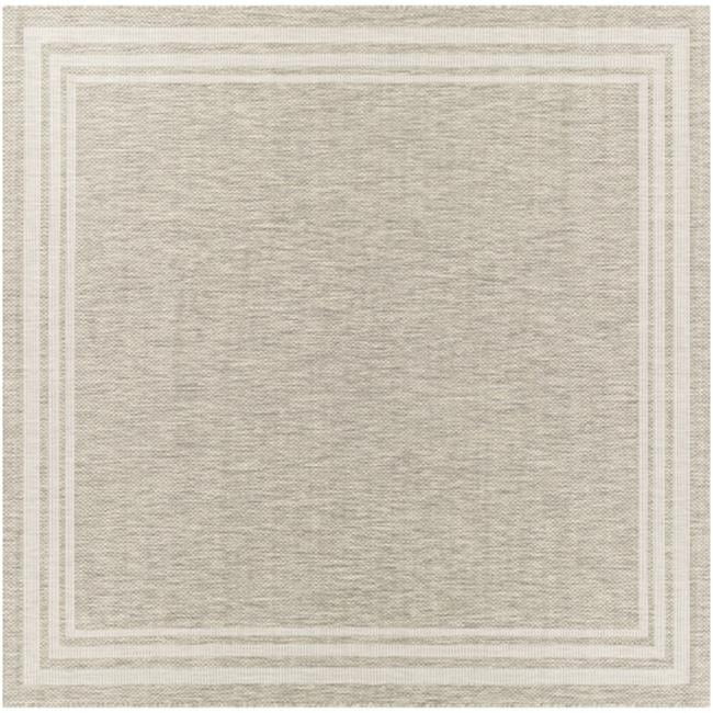 Gray and Beige Square Synthetic Easy Care Rug