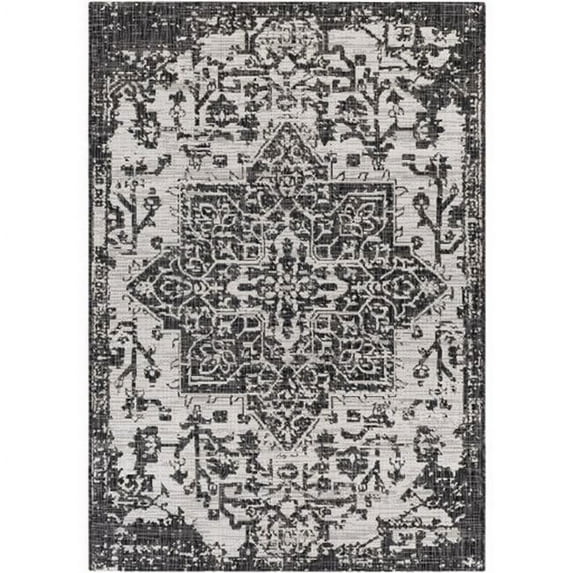 Surya Eagean EAG-2379 31 x 144" Runner Fabric Rug in Black/Charcoal/Beige