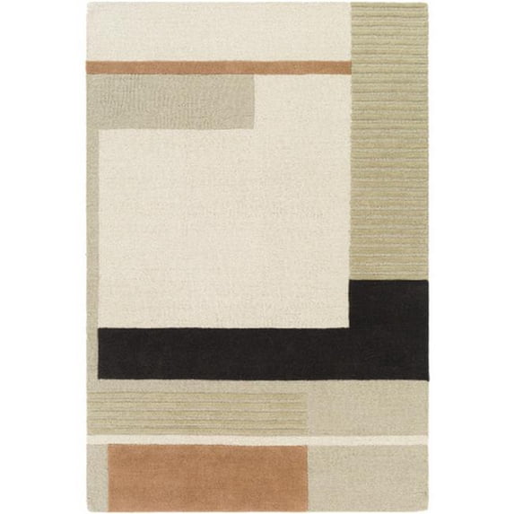 Surya Emma EMM-2303 60 x 90" Rectangle Wool Rug in Tan/Light Beige/Black