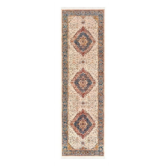 Surya Ephesians EPC-2334 31x108" Runner Fabric Rug in Cream/Dark Blue