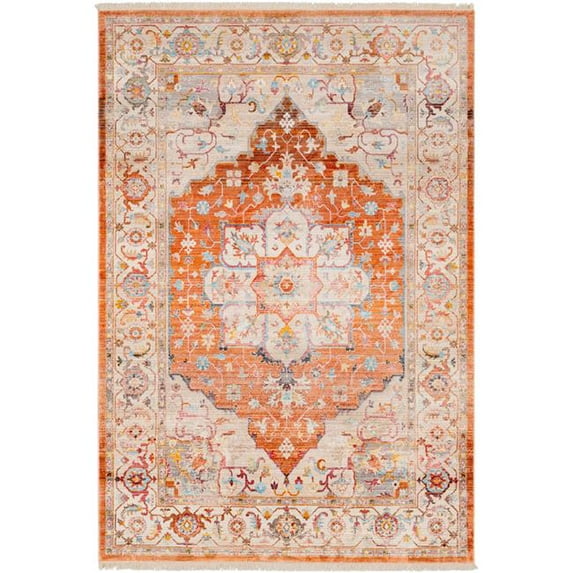 Surya Ephesians Area Rug - Burnt Orange Pale Pink Medium Gray Cream Beige Aqua Silver Gray Saffron Camel - 7 ft. 10 in. x 10 ft. 3 in.