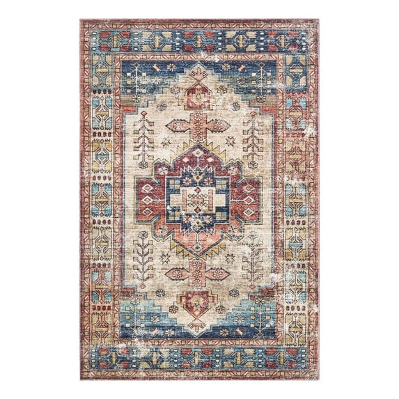 Surya Erin ERN-2301 102 x 138" Rectangle Microfiber Rug in Brick Red/Blue/Tan
