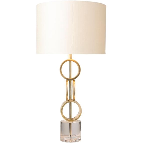 Surya Evans 1-Light Modern Fabric & Metal Table Lamp with Shade in Cream/Gold