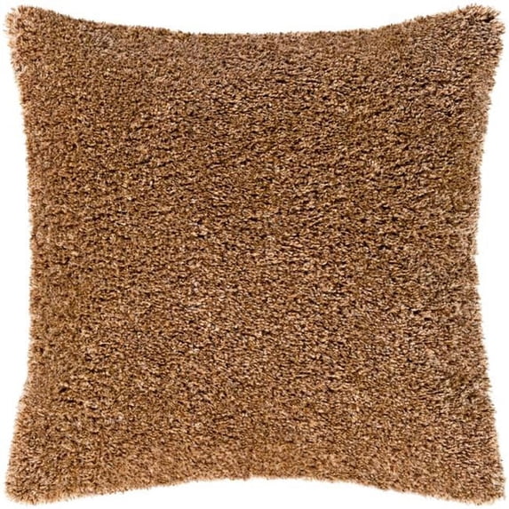 Surya FKT013-2727 27 x 27 in. Flokati Woven Pillow Cover, Light Gray & Dark Brown