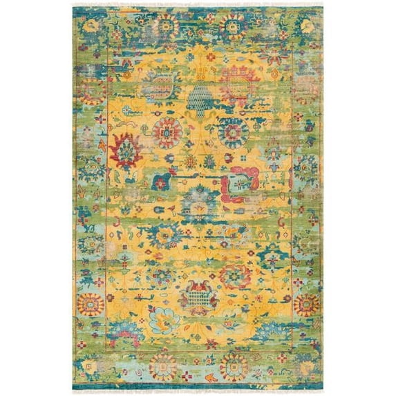 Surya FVL1005-69 Festival 6 x 9 ft. Hand Knotted Classic Rectangle Area Rug, Multi Color