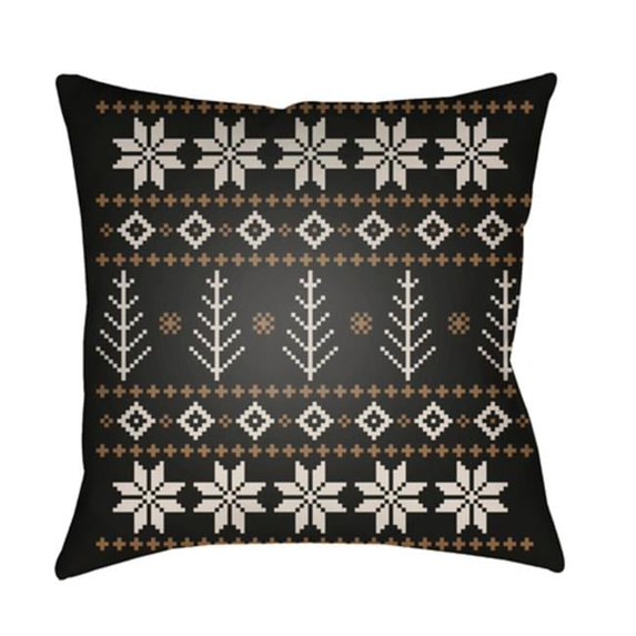 Surya Fair Isle III 20 x 20 x 4 in. Throw Pillow - Black - Medium