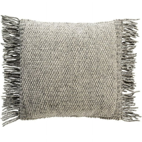 Surya Faroe FAO-007 18x18" Square Cottage Wool Pillow Kit in Beige/Charcoal