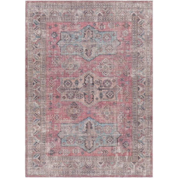 Farrell Machine Washable Traditional Area Rug in Aqua |FRL-2300, Rnr 2'7" x 7'3"
