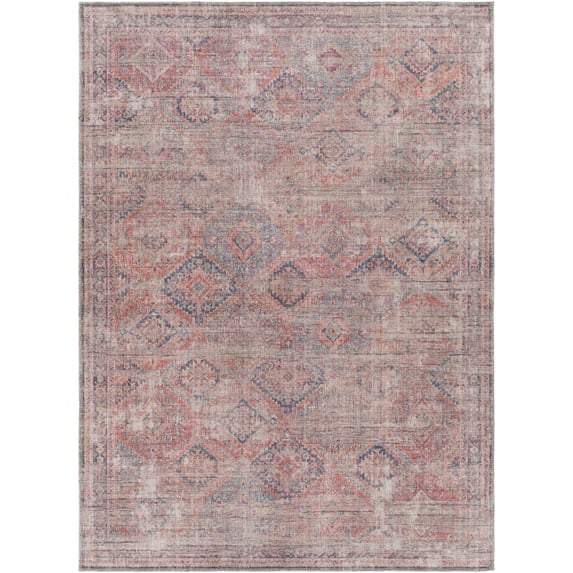 Surya Farrell FRL-2301 63 x 87" Rectangle Fabric Rug in Brick Red/Dark Blue