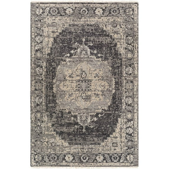 Surya Festival FVL-1009 24x36" Rectangle Wool Area Rug in Charcoal/Medium Gray