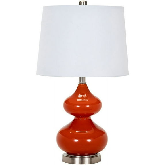 Surya Foligno 1-Light Modern Fabric & Glass Table Lamp in Orange/White