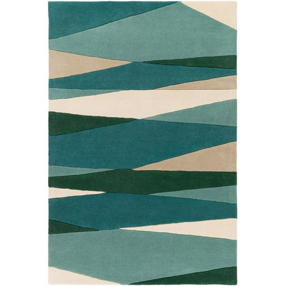 Surya Forum Area Rug - Sea Foam Dark Green Teal Tan Butter - 5 x 8 ft.