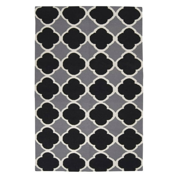 Surya Black & Grey Pattern Flatweave Rug - 8' x 11'