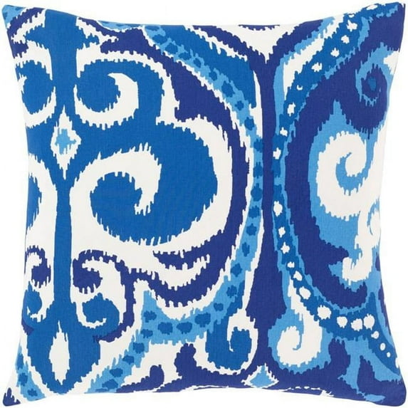 Surya GLB003-1818 18 x 18 in. Global Blues Woven Pillow Cover, Bright Blue, White & Dark Blue