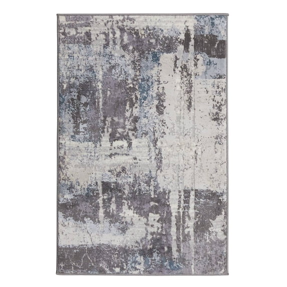Genesis GNS-2301 3'11" x 5'7" Rug White/Medium Gray/Pale Blue/Silver Gray/Denim