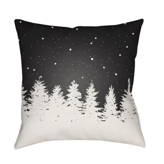 Surya Trees Square Throw Pillow - Black & White - 18 x 18 x 4 in.
