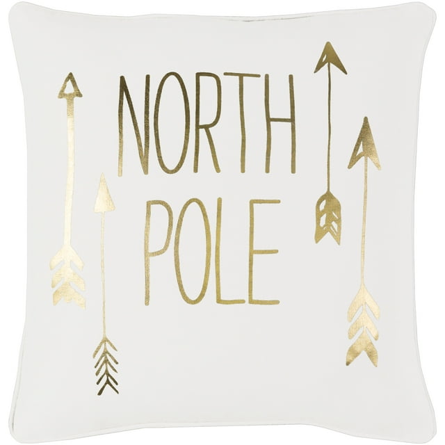 Surya HOL-NP-1818P Holiday 18" Wide Square Christmas "North Pole" Cotton Covered Polyester