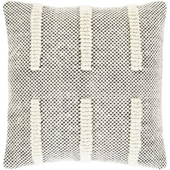 Surya Harlow HRW-001 20 x 20" Polyester Fill Cotton Pillow Kit in Cream/Black