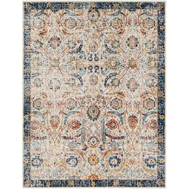 Surya Harput HAP-1014 94 x 123" Rectangle Fabric Rug in Light Beige/Teal/Mustard