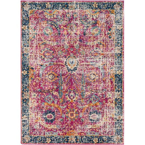 Surya Harput Round Machine Made Updated Traditional Area Rug - Multi Color - 5 ft. 3 in. x 5 ft. 3 in.