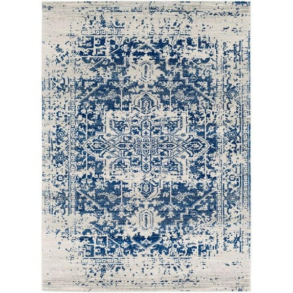 Surya Harput Rectangle Machine Made Updated Traditional Area Rug - Dark Blue - Light Gray & Beige