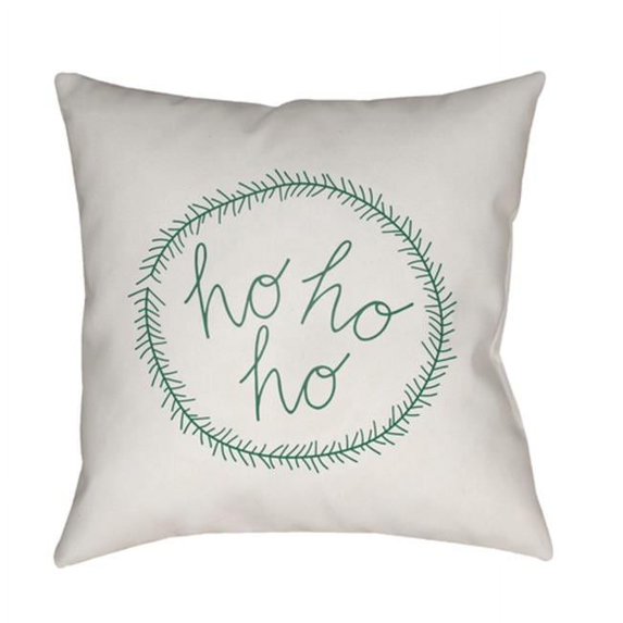 Surya Hohoho Square Throw Pillow - White & Green - 18 x 18 x 4 in.