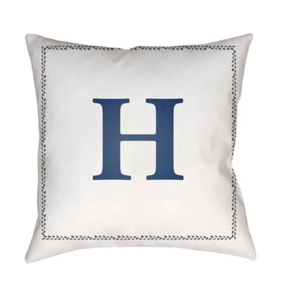 Surya 20 x 20 x 4 in. Initials Square Throw Pillow - White & Blue