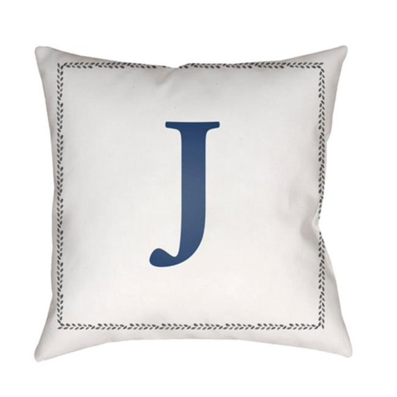 Surya Initials 18 x 18 x 4 in. Throw Pillow - White - Medium