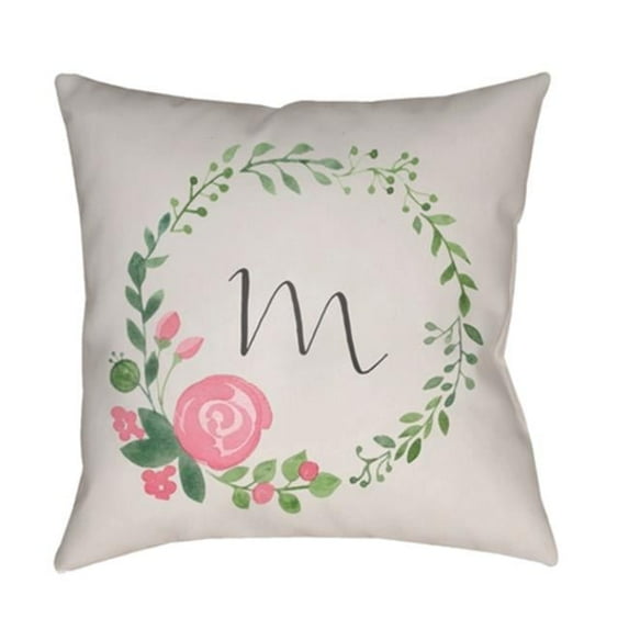 Surya Initials II Square Throw Pillow - Multi Color - 20 x 20 x 4 in.