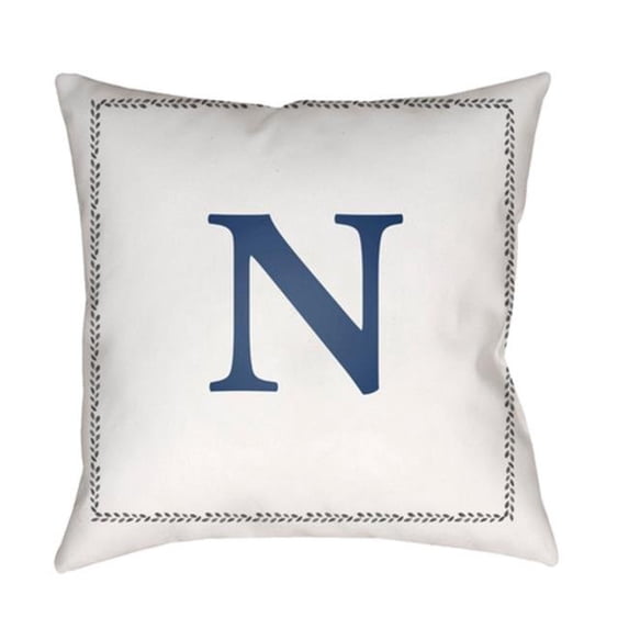 Surya Initials 18 x 18 x 4 in. Throw Pillow - White - Medium
