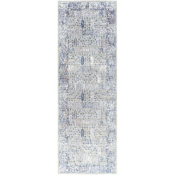 Surya Infinity INF-2307 30 x 87" Runner Fabric Rug in Dark Blue/Gray/Cream