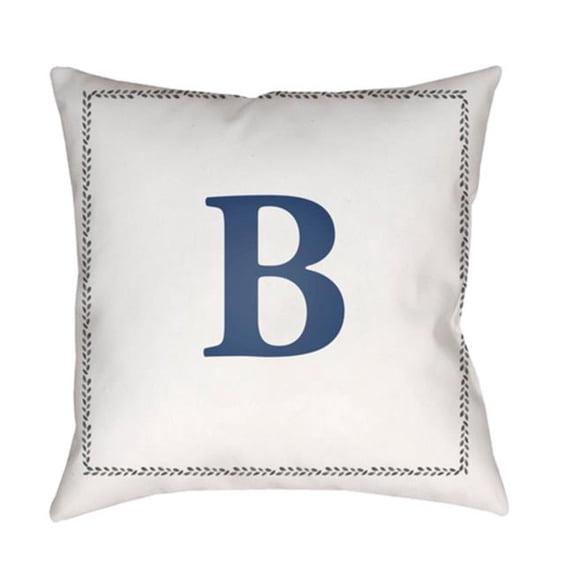 Surya Initials 18 x 18 x 4 in. Throw Pillow - White - Medium